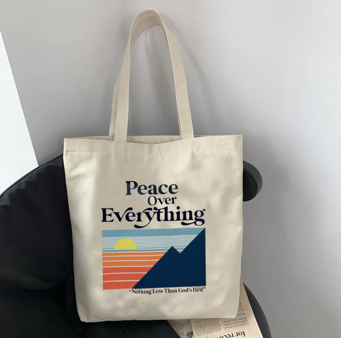 Peace Over Everything Canvas Tote